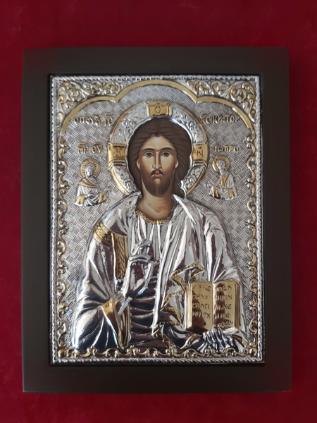 ΧΡΙΣΤΟΣ ΜΕ ΦΥΛΛΟ ΑΣΗΜΙΟΥ ΚΑΙ ΧΡΥΣΑΦΙ 24Κ (24.5 Χ 19)